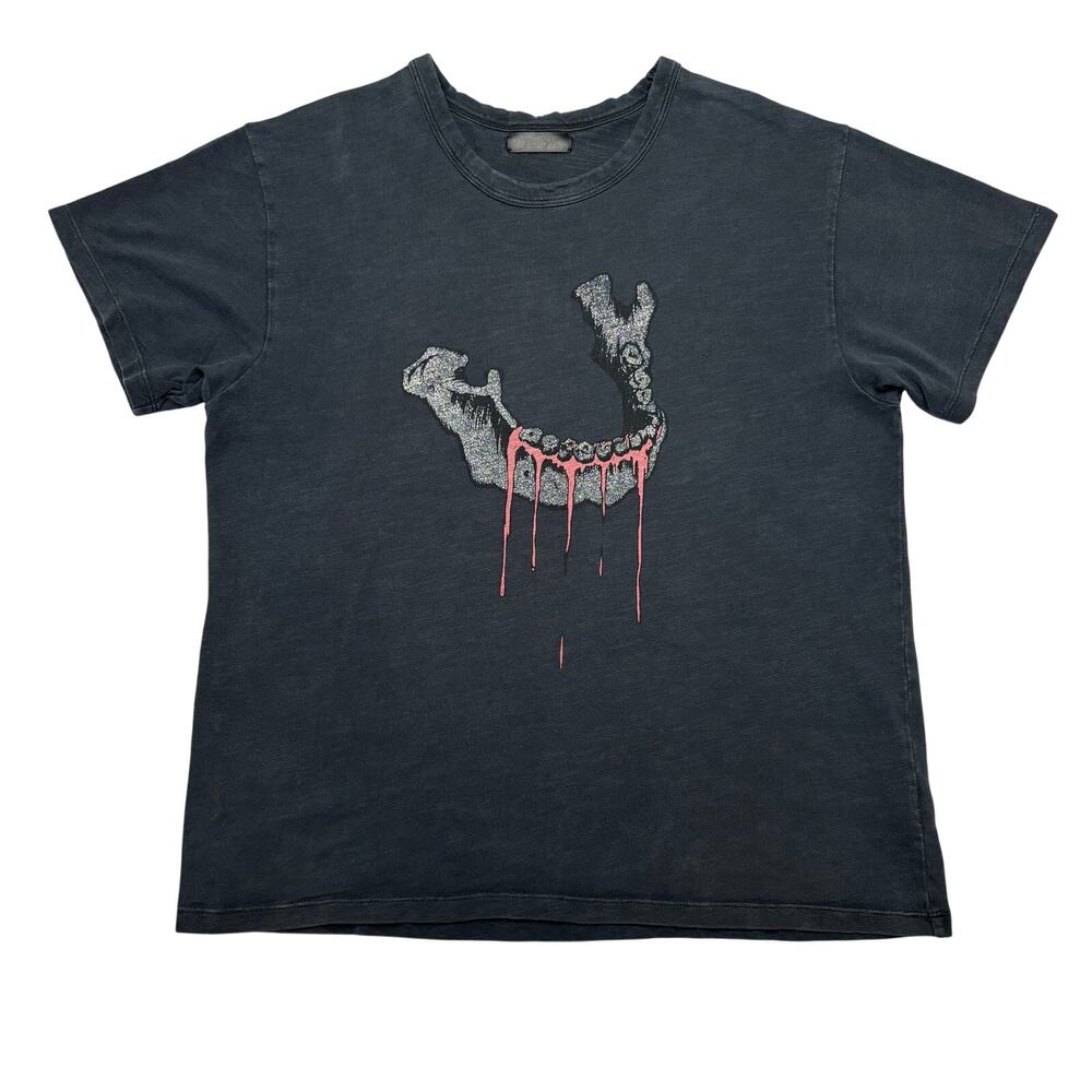 Amiri Black Jaw Print Distressed Cotton Tee Shirt Men's Medium Streetwear